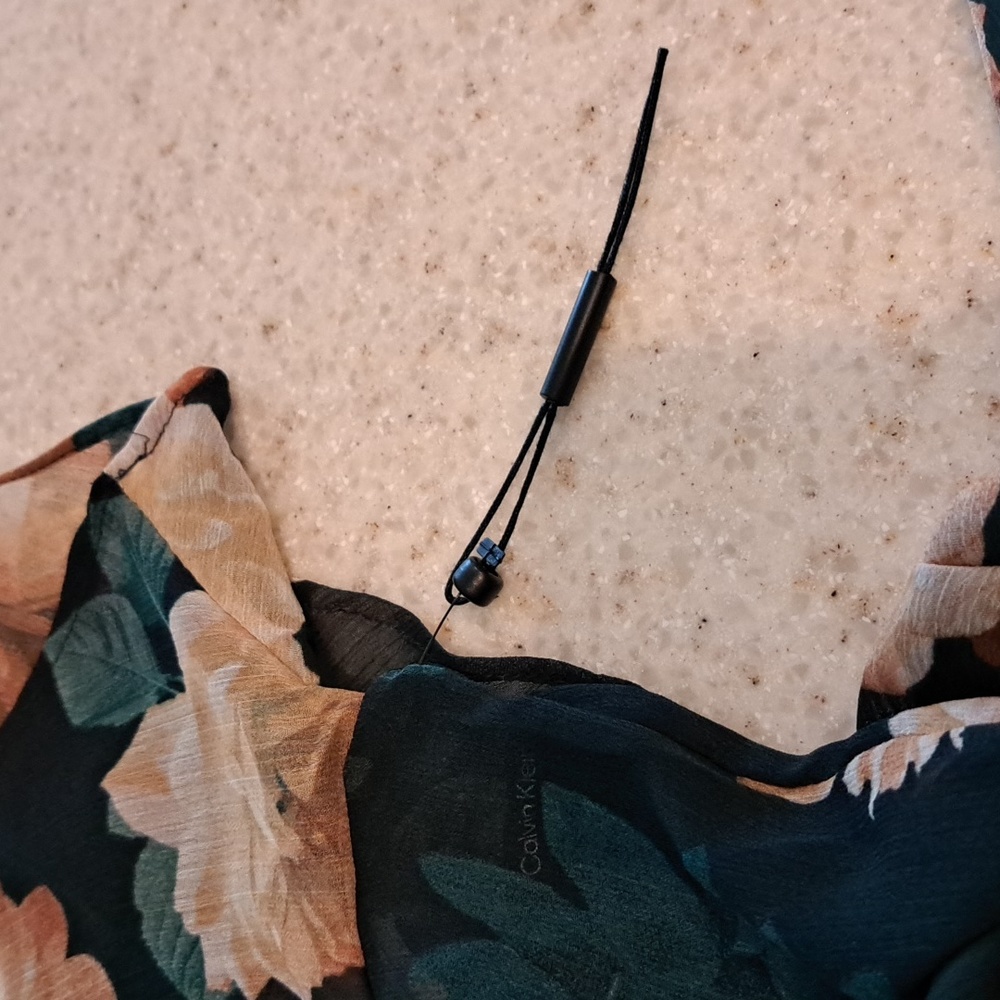 Calvin Klein Floral High-Low Dress - Black and Tan - Picture 16 of 16